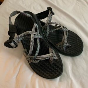 blue and purple striped chacko’s with mint bottoms